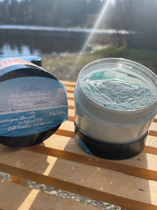 SeaDove Ocean Powder Body Butter 8oz glass or 8oz plastic containers